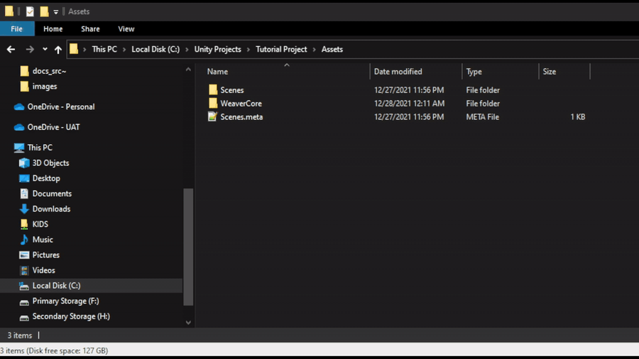 WeaverCore Folder in Assets